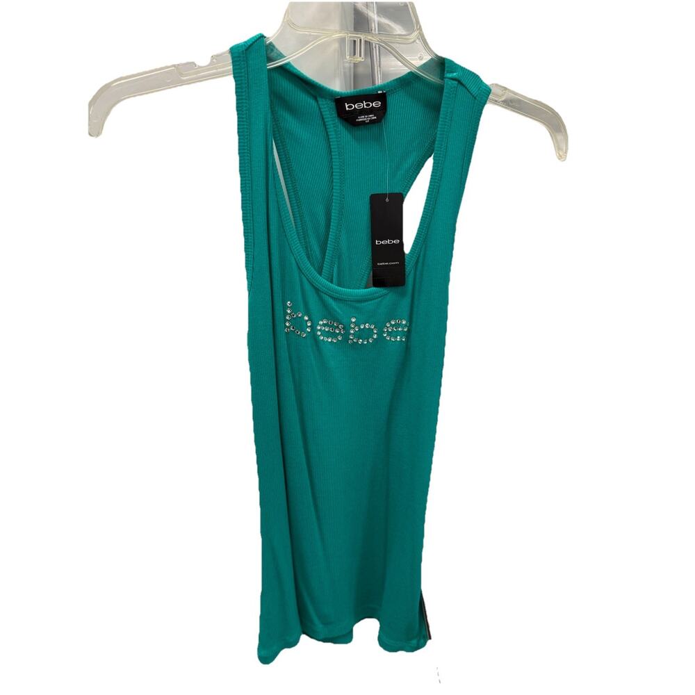 Bebe tank top criss cross back Small green
